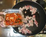 豚肉キムチ♪簡単豚キムチもやし水菜作り方4写真