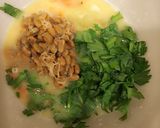 ローソン納豆と春菊のオムレツ作り方1写真