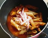 余ったペンネのミネストローネに落とし卵作り方2写真