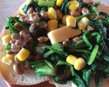 納豆とほうれん草のチーズトースト作り方4写真