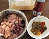 ブリのアラ出汁と鳥モツ系のサラサラカレー作り方1写真