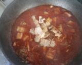 牛ホルモンと白菜のトマトソースパスタ作り方4写真