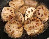 れんこんの黒酢はさみ焼き作り方5写真