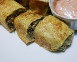 さば水煮缶 もやしのカレー風味巻き焼作り方7写真