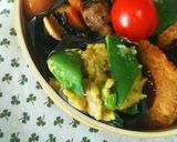 お弁当に♪スナップえんどうと卵のカレー味作り方5写真