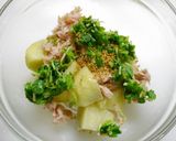 レンジで簡単！豆苗ツナポテトチーズ作り方2写真