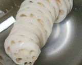 美味☆蓮根のもち麦入り肉味噌の挟み揚げ作り方2写真