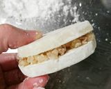 美味☆蓮根のもち麦入り肉味噌の挟み揚げ作り方4写真