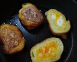 フランスパンをくりぬいて玉子と一緒に焼く作り方5写真