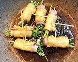 節約おかず★豆苗のベーコン揚げロール！作り方5写真