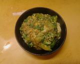 簡単昼食　レタスの外葉の卵とじ丼作り方6写真