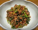 かぶの葉と豚ひき肉炒め作り方4写真