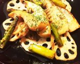 アスパラと筍蓮根のバルサミコ醤油ソース作り方6写真