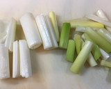 鶏もも肉とネギの炒め物、ネギバター添え作り方1写真