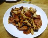 厚切りベーコンときのこのケチャップ炒め作り方5写真