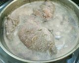電気圧力鍋で牛筋肉のピリ辛スープ餡掛け丼作り方1写真