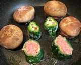 簡単ジューシーピーマン＆しいたけの肉詰め作り方8写真