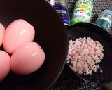春★可愛い♪【桃色ゆで卵のサラダ仕立て】作り方11写真