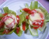 チンゲンサイとトマトdeお花のチーズ焼き作り方5写真
