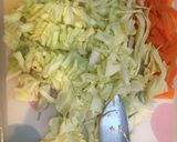 野菜炒めのマカロニポテサラ！作り方1写真
