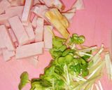 ハムと貝割れ大根の卵焼き(๑ºัºั๑)作り方1写真