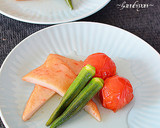 トマトと揚げかまぼことオクラのさっと煮♪作り方4写真