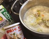豚と豆腐の キムチ乗せ豆乳スープ作り方3写真