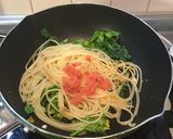 菜の花と明太子ミョウガのせ！和風パスタ作り方3写真