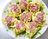 春キャベツの上で薄焼き卵に包まれた☆焼売作り方11写真