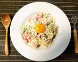 お豆腐ソースのカルボナーラうどん作り方5写真
