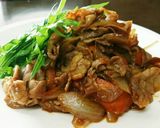 自家製焼き肉のタレ玉ねぎと豚ロース炒め物作り方4写真