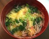 菜の花と小えびのかき玉味噌汁作り方5写真