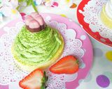 ロールケーキで❤抹茶いちごモンブラン作り方3写真