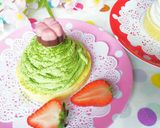 ロールケーキで❤抹茶いちごモンブラン作り方3写真