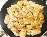 豚ばら薄切り肉巻き！豆腐の焼肉のたれ焼き作り方9写真