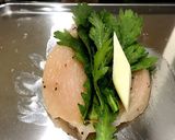 鶏ムネ肉の春菊チーズはさみ焼き♪ヘルシー作り方5写真