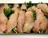 鶏ムネ肉の春菊チーズはさみ焼き♪ヘルシー作り方6写真