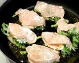 鶏ムネ肉の春菊チーズはさみ焼き♪ヘルシー作り方8写真
