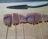 かじきまぐろの居酒屋ピザ串作り方2写真