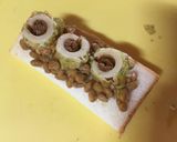 納豆とキーマカレー磯辺揚げのトースト作り方2写真