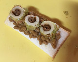 納豆とキーマカレー磯辺揚げのトースト作り方2写真