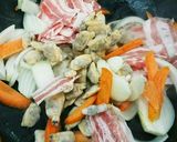 鳥胸肉の茹で汁と春野菜の中華丼作り方1写真