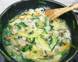 鳥胸肉の茹で汁と春野菜の中華丼作り方5写真
