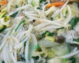 鳥胸肉の茹で汁と春野菜の中華丼作り方7写真