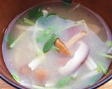 きのこと豆苗のお味噌汁作り方5写真