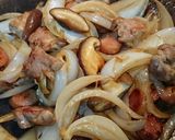 新玉ねぎと豚肩ロースと椎茸の醤油だれ炒め作り方7写真