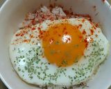 コンビーフごはん目玉焼きのっけ丼作り方3写真