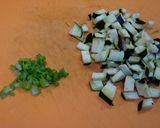 茄子と長ねぎのちょい辛チャーハン作り方1写真