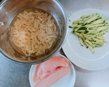 クラゲときゅうり、ササミの中華風酢の物作り方1写真