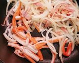 新玉・カニかまホワイトソースパスタ作り方4写真
